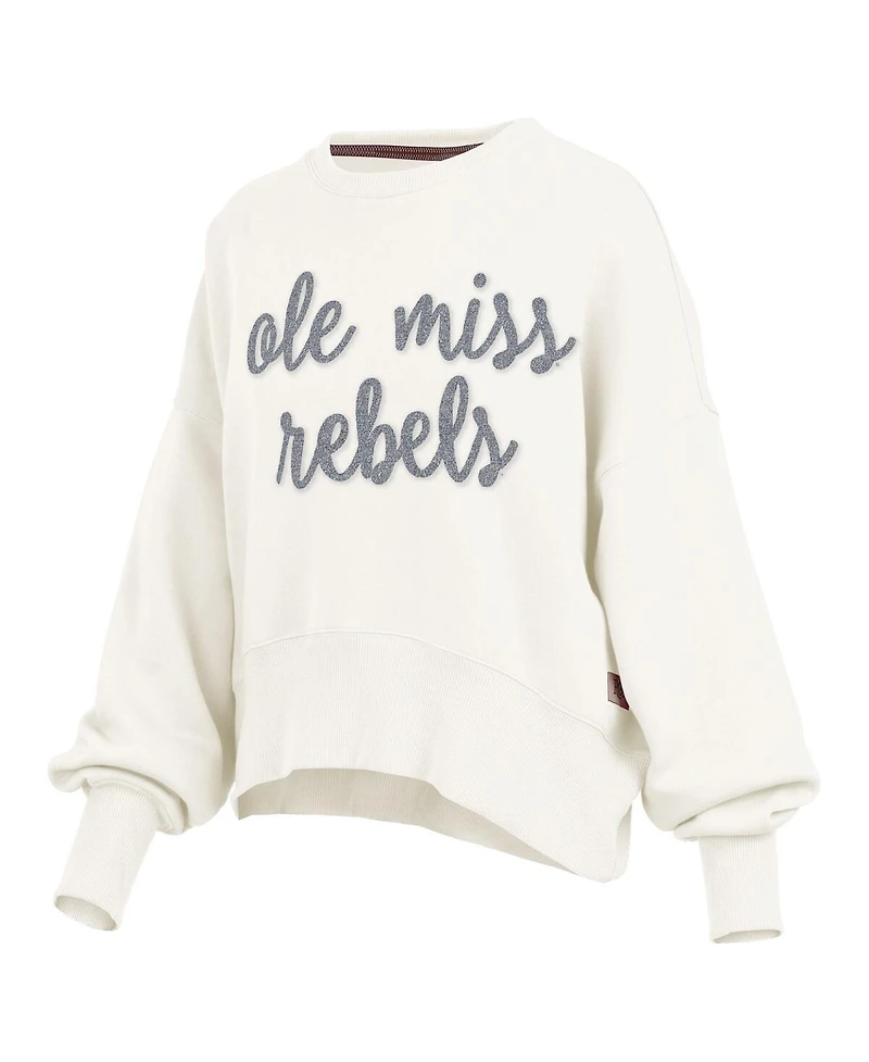 Pressbox Women's Cream Ole Miss Rebels Chelsea Oversized Pullover Sweatshirt