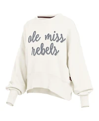 Pressbox Women's Cream Ole Miss Rebels Chelsea Oversized Pullover Sweatshirt