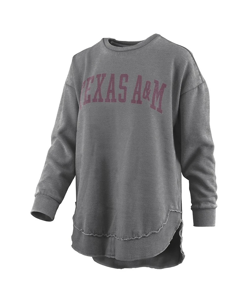 Pressbox Women's Gray Texas A M Aggies Vintage Wash Pullover Sweatshirt