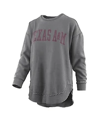 Pressbox Women's Gray Texas A M Aggies Vintage Wash Pullover Sweatshirt