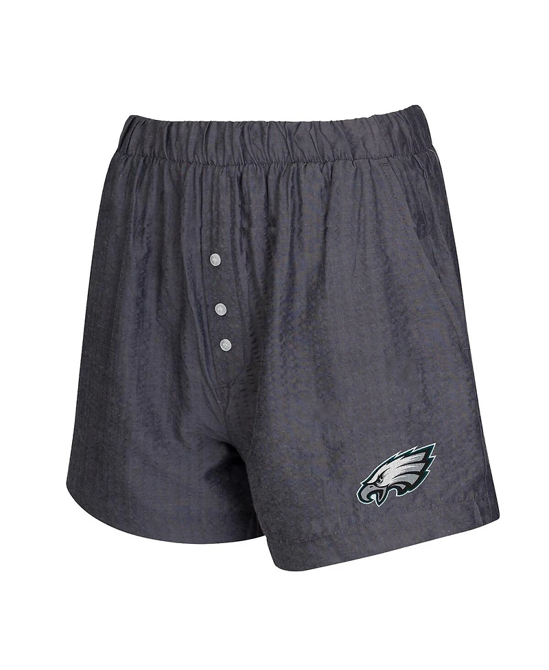 Concepts Sport Women's 2-Pack Black Philadelphia Eagles Stripes and Solids Boxer Shorts Set