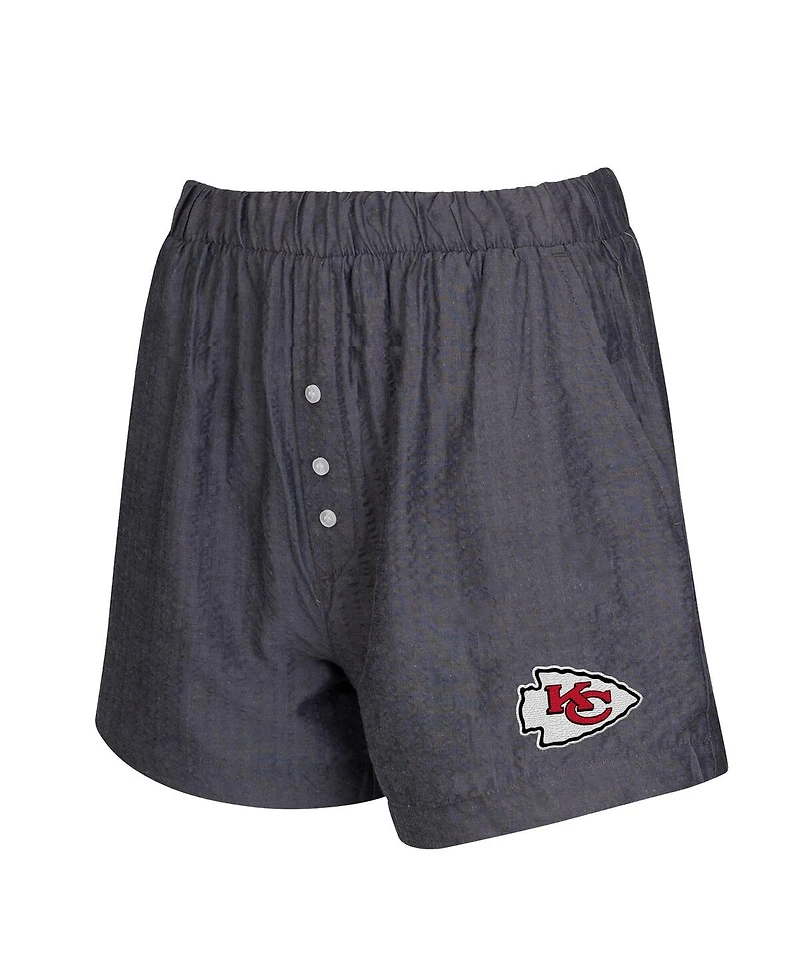 Concepts Sport Women's 2-Pack Black Kansas City Chiefs Stripes and Solids Boxer Shorts Set
