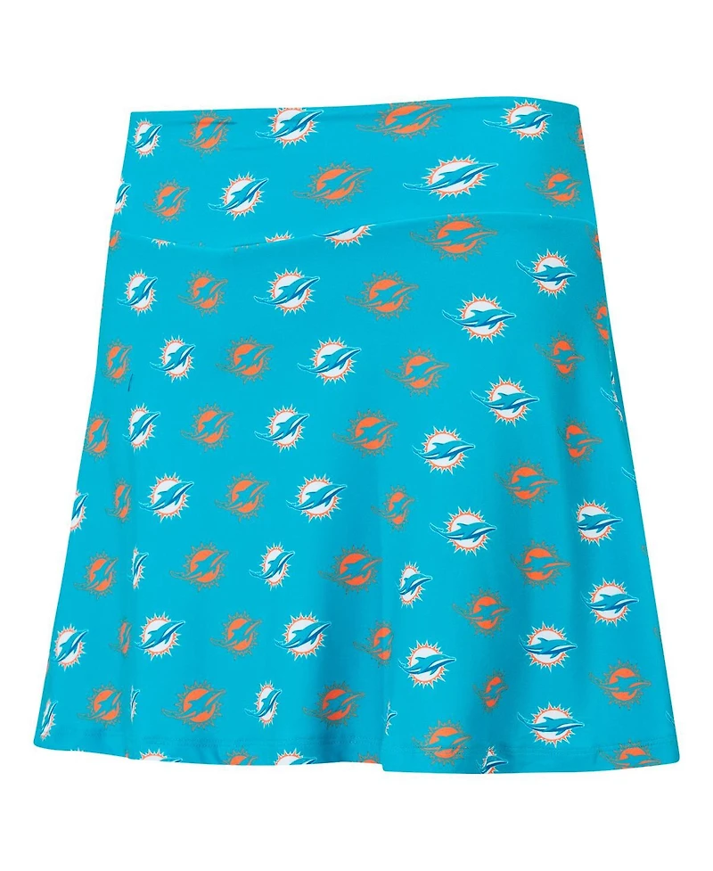 Concepts Sport Women's Aqua Miami Dolphins Record Allover Print Knit Sleep Skort