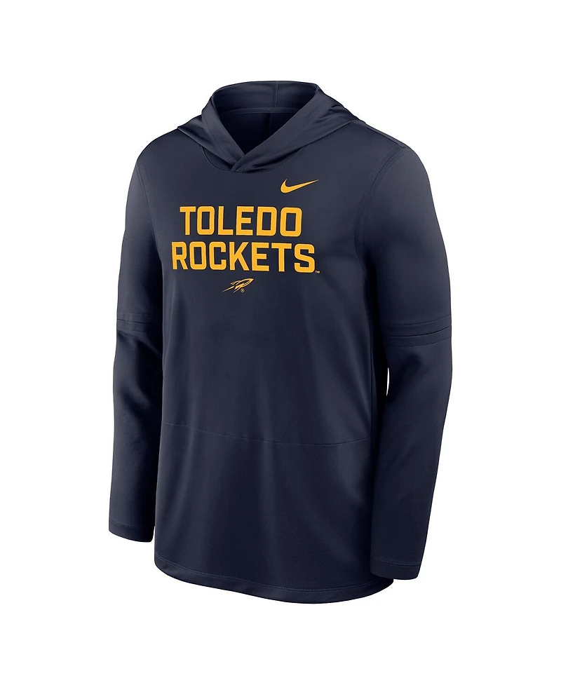 Nike Men's Navy Toledo Rockets Sideline Dri-fit Lightweight Hooded Sweatshirt