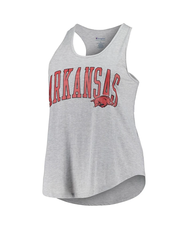 Profile Women's Heather Gray Arkansas Razorbacks Arch Logo Racerback Scoop Neck Tank Top