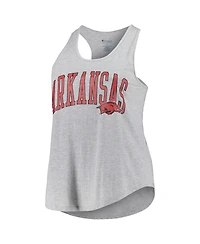 Profile Women's Heather Gray Arkansas Razorbacks Arch Logo Racerback Scoop Neck Tank Top