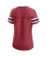 Fanatics Women's Cardinal Arizona Cardinals Iconic Bling Athena Lace-Up V-Neck T-Shirt