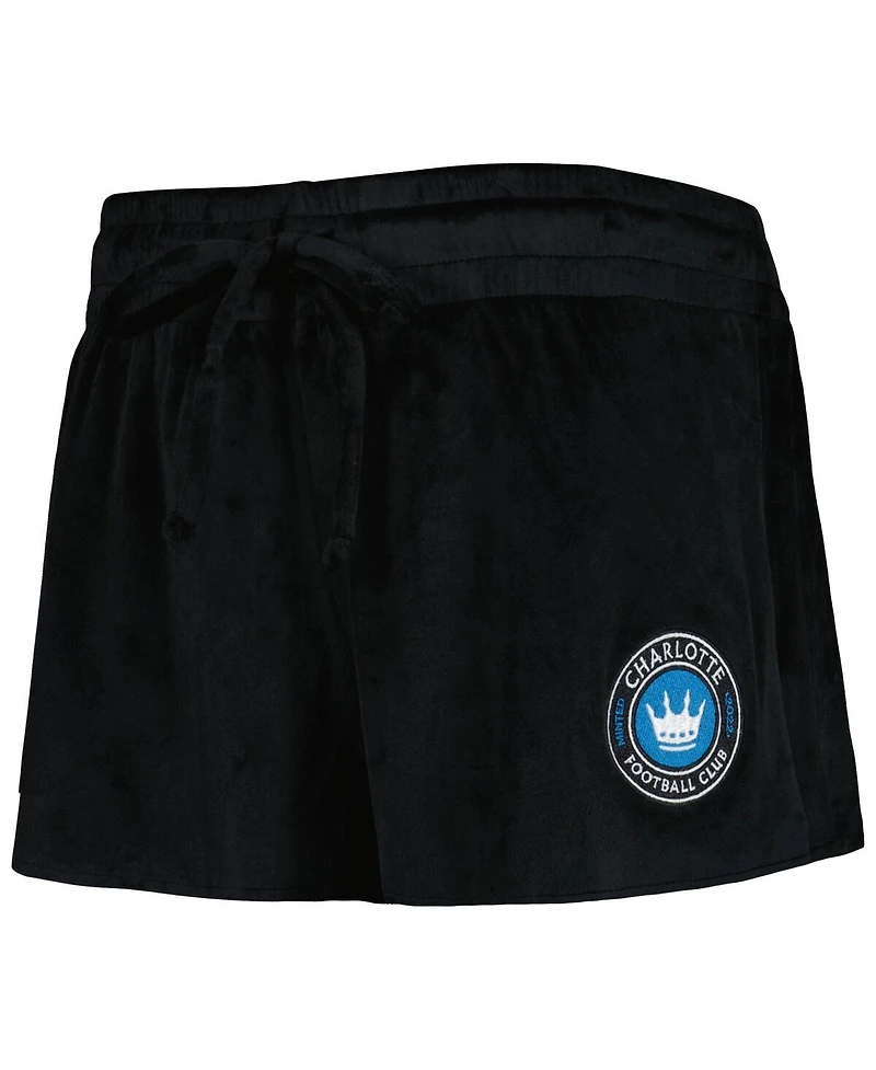 Concepts Sport Women's 2-Piece Black Charlotte Fc Intermission Top and Shorts Sleep Set