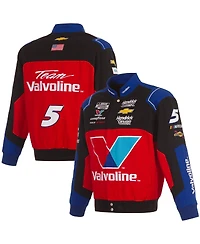 Jh Design Men's Black/Red Kyle Larson Valvoline Full-Snap Twill Uniform Jacket