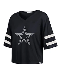 '47 Brand Women's Navy Dallas Cowboys Premier Scout Cropped V-Neck T-Shirt