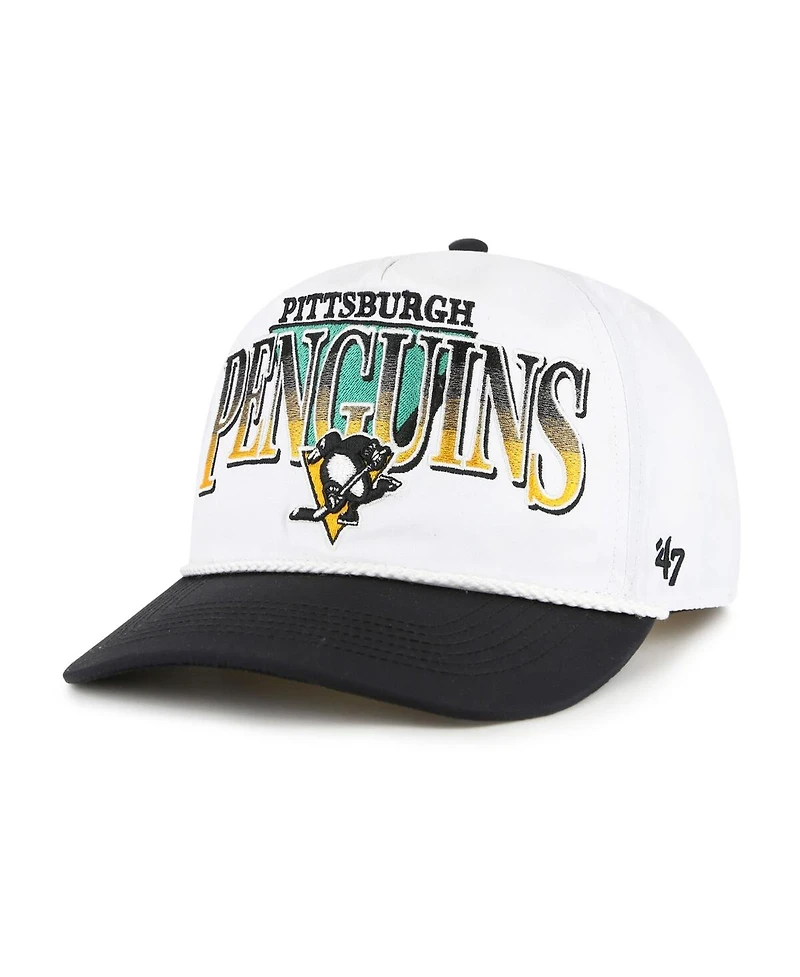 '47 Brand Men's White/Black Pittsburgh Penguins Tribute Hitch Adjustable Hat