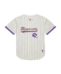 Mitchell & Ness Men's Randy Moss Cream Minnesota Vikings Name Number Mesh Button-Up Baseball Jersey