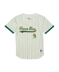 Mitchell & Ness Men's Reggie White Cream Green Bay Packers Name Number Mesh Button-Up Baseball Jersey
