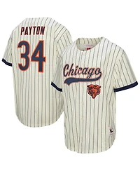 Mitchell & Ness Men's Walter Payton Cream Chicago Bears Name Number Mesh Button-Up Baseball Jersey