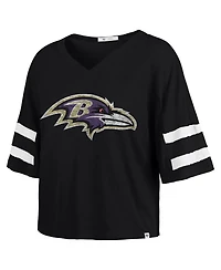 '47 Brand Women's Black Baltimore Ravens Premier Scout Cropped V-Neck T-Shirt