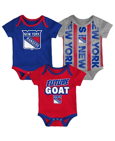Outerstuff Newborn 3-Pack New York Rangers Loyal Buddies Bodysuit Set