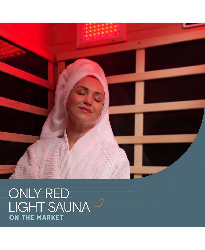 LifePro RejuvaCure Duet 2-Person Wooden Far Infrared Home Sauna with Chromotherapy, Bluetooth Speakers & Canadian Hemlock Construction