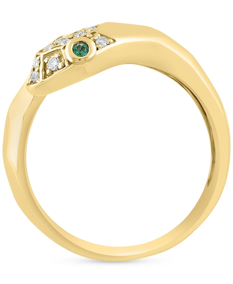 Effy Diamond (1/8 ct. t.w.) & Emerald (1/20 ct. t.w.) Serpent Wrap Ring in 14k Gold