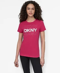 Dkny Women's Sport Glitter Logo Crew Neck T-shirt
