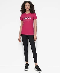 Dkny Women's Sport Glitter Logo Crew Neck T-shirt