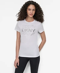 Dkny Women's Sport Glitter Logo Crew Neck T-shirt