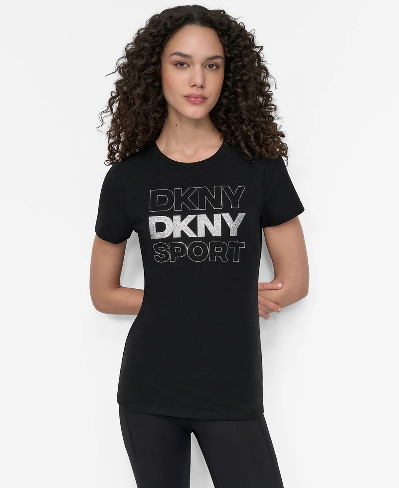 Dkny Women's Sport Glitter Logo Crew Neck T-shirt