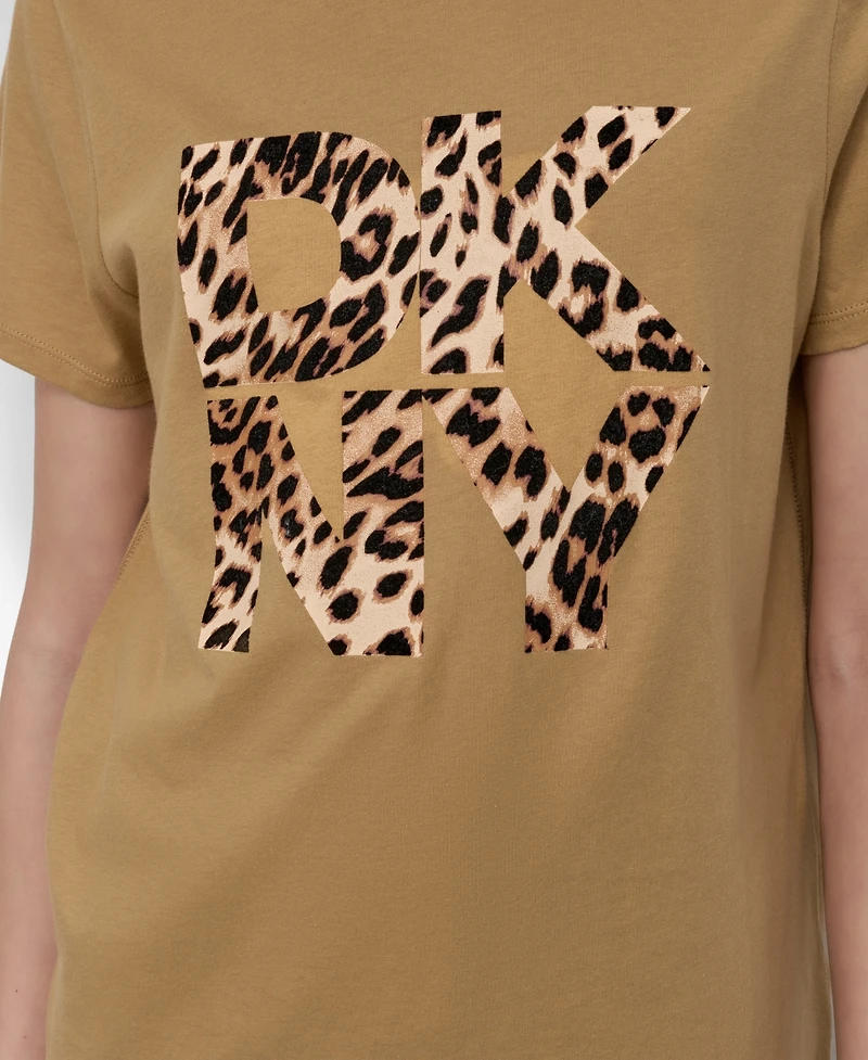 Dkny Women's Stacked Animal Print Crew Neck T-shirt