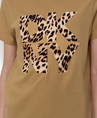Dkny Women's Stacked Animal Print Crew Neck T-shirt
