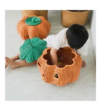 Momiji - Handcrafted Rattan Pumpkin Face Basket - Wicker