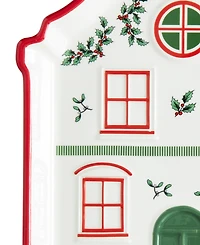 Spode Christmas Tree Village Tidbit Tray, Red