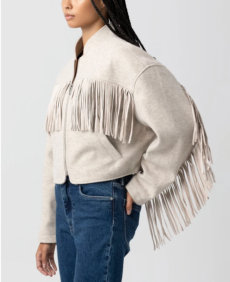 Blank Nyc Women's Fringe Bomber Jacket