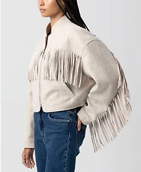Blank Nyc Women's Fringe Bomber Jacket