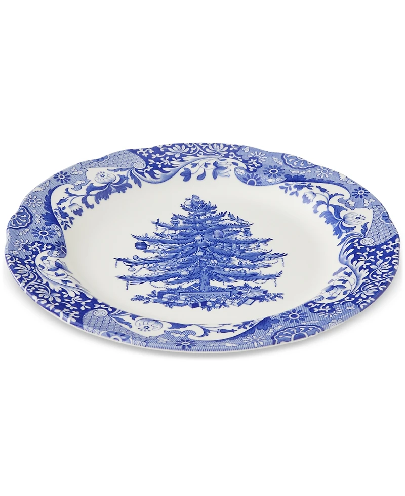 Spode Blue Italian Christmas Dinner Plates, Set of 4