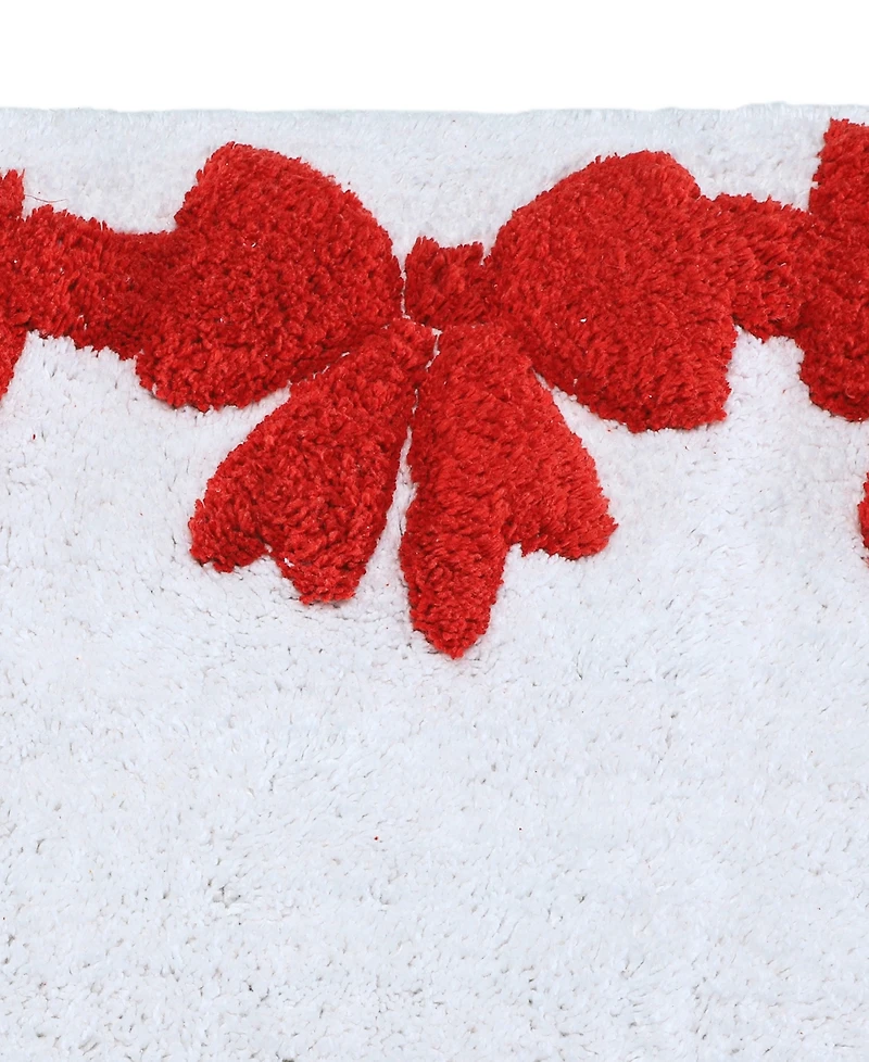 Holly Bells Holiday Bow Cotton Border Bath Rug, 20" x 32"