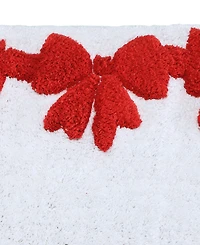 Holly Bells Holiday Bow Cotton Border Bath Rug, 20" x 32"