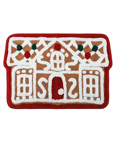 Holly Bells Gingerbread House Bath Rug, 20" x 32"