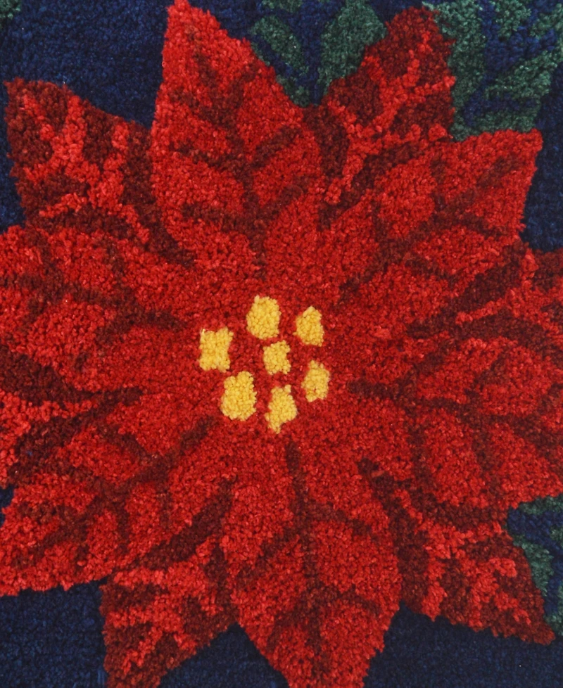 Holly Bells Poinsettia Bath Rug, 20" x 32"