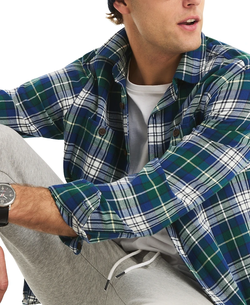 Nautica Men's Straight Collar Plaid Shirt