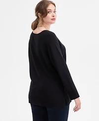 I.n.c. International Concepts Plus V-Neck Long-Sleeve Tunic, Macy's Exclusive