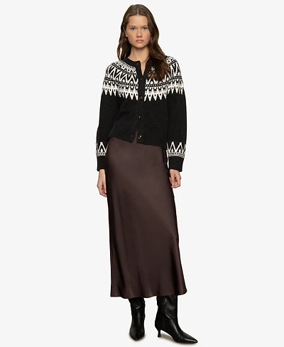 Sanctuary Women's Fairisle Crew Neck Cardigan Sweater