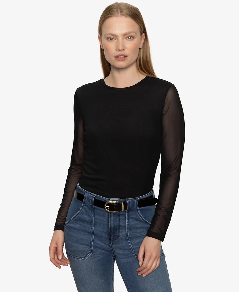 Sanctuary Women's Long Sleeve Perfect Mesh T-Shirt