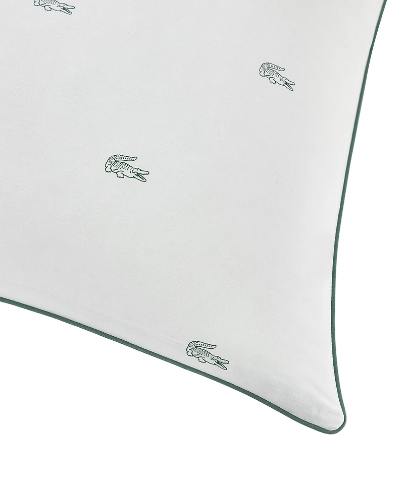 Lacoste Home Allover Crocs Cotton Firm Density Pillow, Standard/Queen