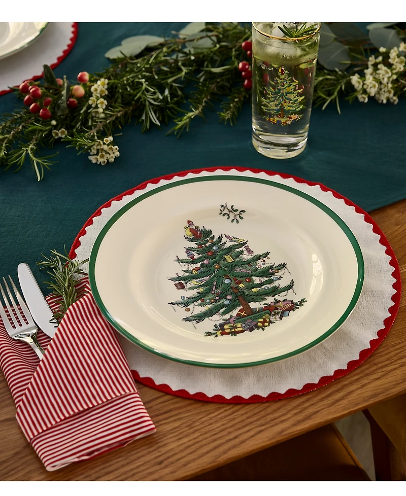 Spode Christmas Tree Dinner Plates, Set of 4