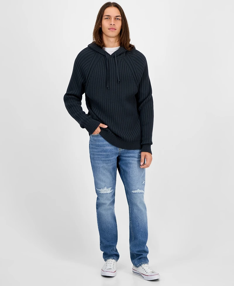 Sun + Stone Men's Ribbed Hooded Sweater, Created for Macy's