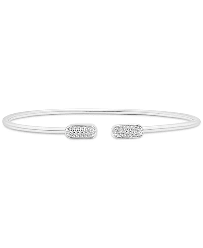 Wrapped Diamond Pave Cluster Cuff Bangle Bracelet (1/10 ct. t.w.) in 10k White Gold, Macy's Exclusive