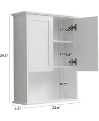 Vanirror 23x29" Bathroom Wall Cabinet with Mirror Doors - Wooden Medicine Cabinet with Adjustable Shelves & Paper Towel Slot