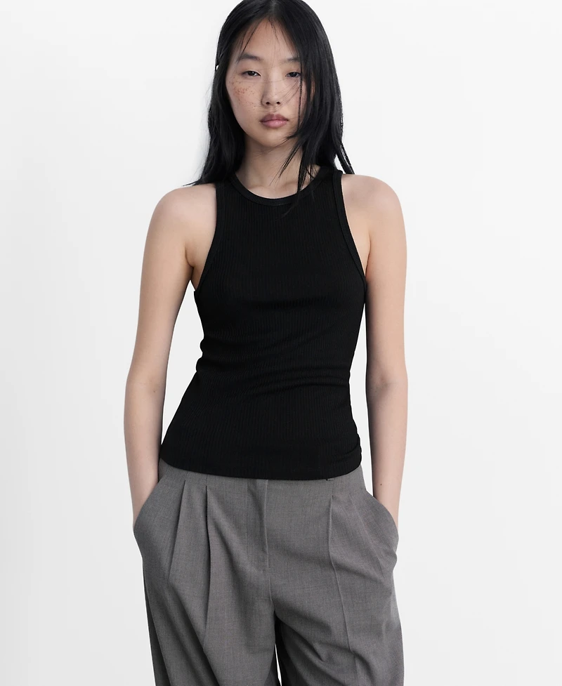 Mango Women's Fine Ribbed Knit Top