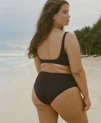 Mango Women's High-Waisted Draped Bikini Bottom