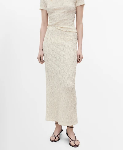 Mango Women's Textured Fitted Skirt
