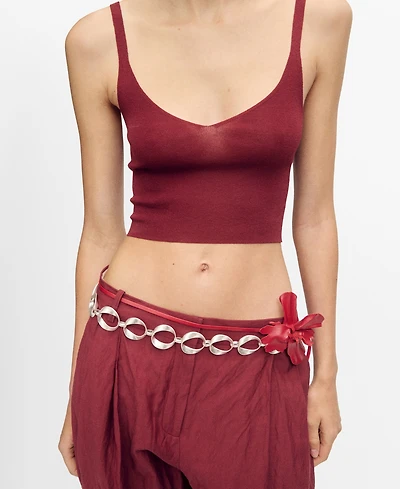 Mango Women's Fine-Knit Crop Top